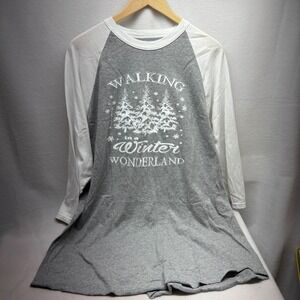 SOFFE Womens Raglan T Shirt Winter Wonderland Trees Graphic Print 2XL